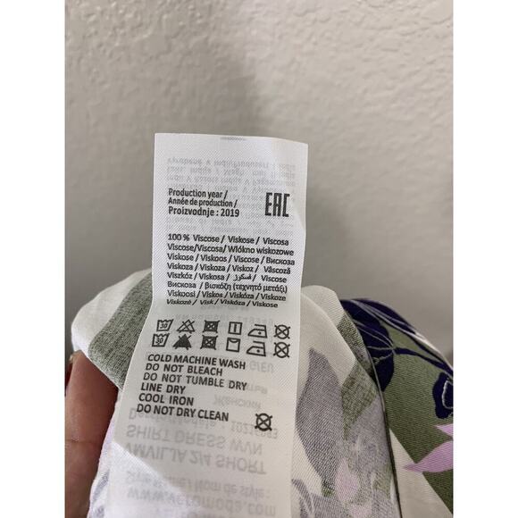 Vero Moda Vilja Striped Floral Shirt Dress Large L Mixed Print Button Front - Picture 6 of 6